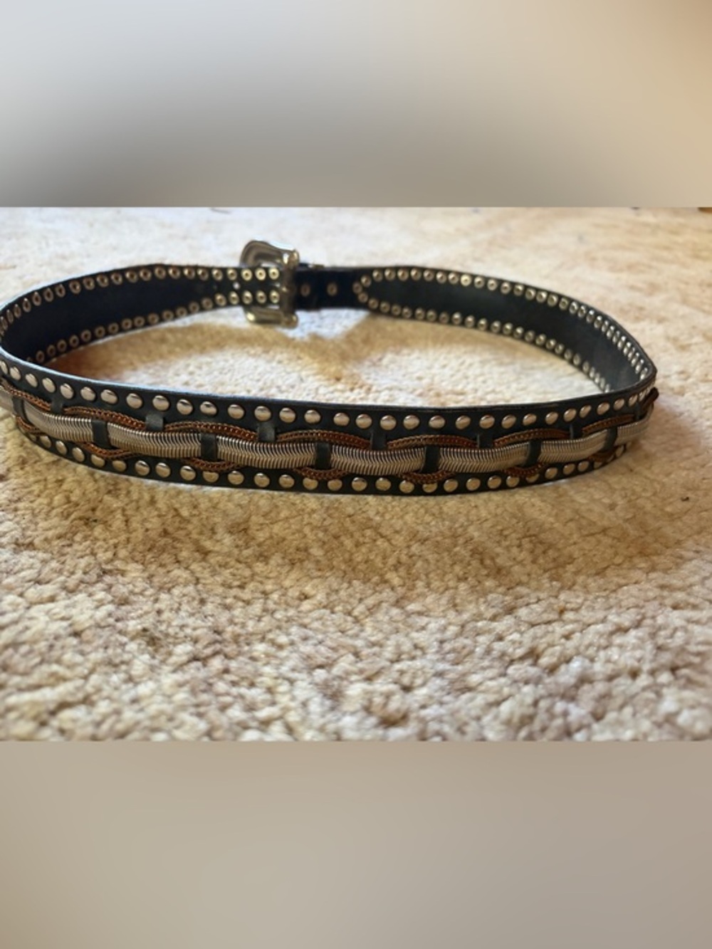 Vintage Leather Belt chain stud detail
